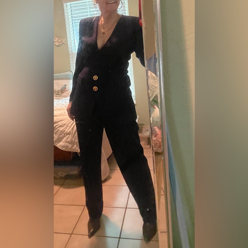 🍃 Rare St.John Navy knit pants set EUC